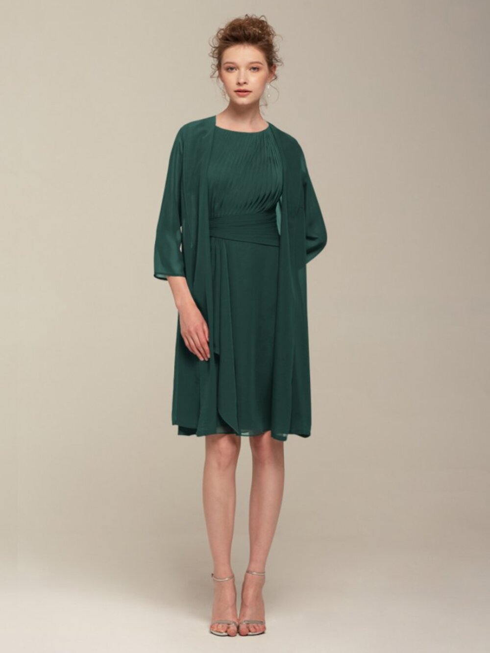 Brides mom wedding mom green midi dress size  6 and cape cover dark green, new